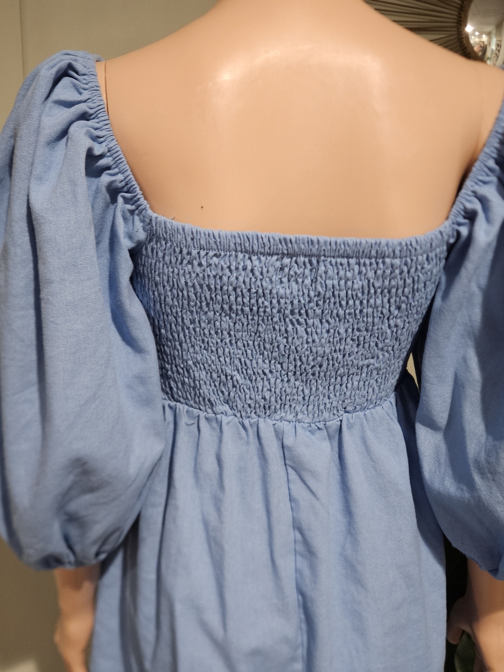 Tuckernuck Annie Smocked Mini Dress In Beaufort Blue. Size Med - Picture 11 of 16